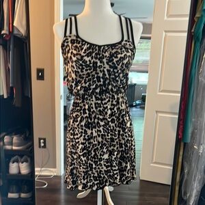 (2 for $25) Trixxi Leopard Print Sleeveless Scoop Neck Mini Sundress
